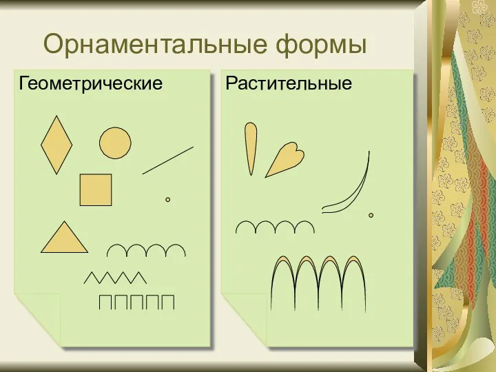 Орнаментальные формы Геометрические Растительные