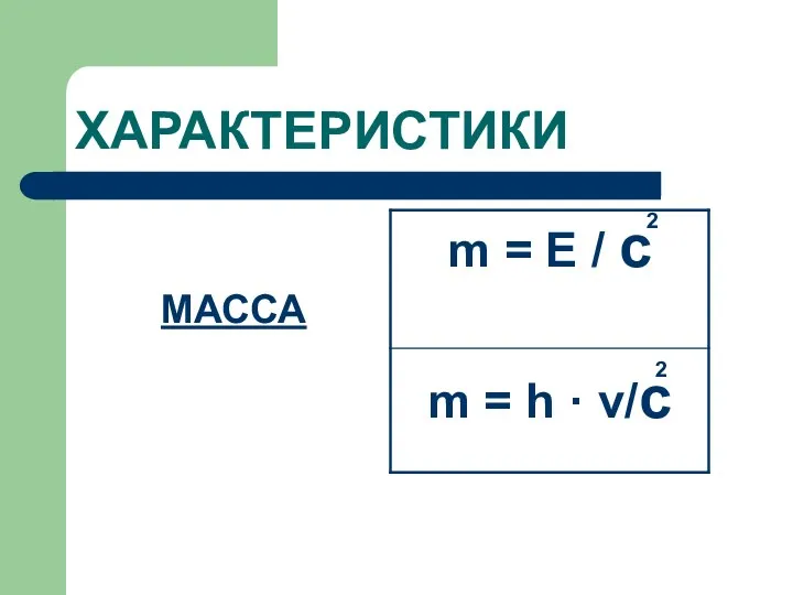 ХАРАКТЕРИСТИКИ МАССА