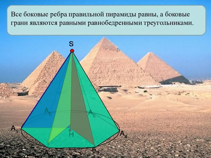 Все боковые ребра правильной пирамиды равны, а боковые грани являются равными равнобедренными треугольниками.