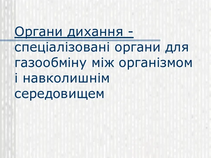 Органи дихання - спеціалізовані органи для газообміну між організмом і навколишнім середовищем