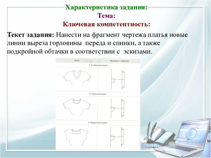 Характеристика задания: Тема: Ключевая компетентность: Текст задания: Нанести на фрагмент