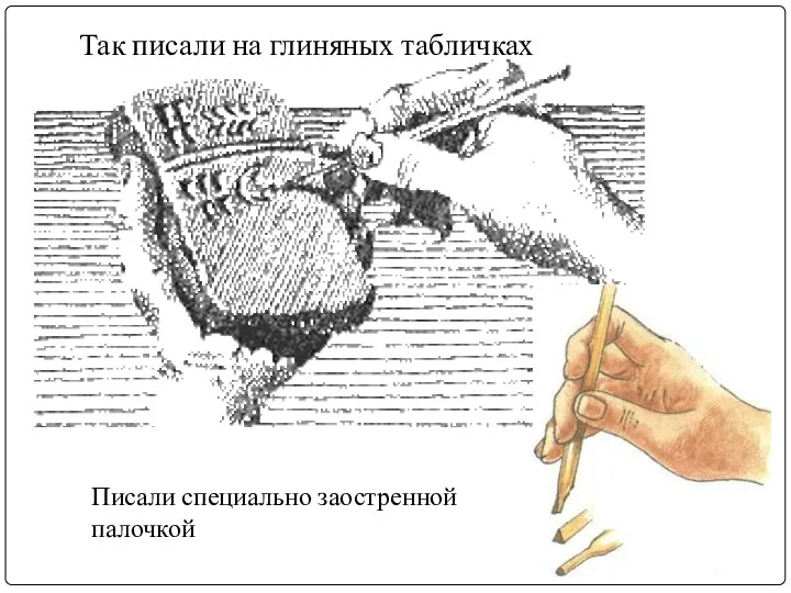 Так писали на глиняных табличках Писали специально заостренной палочкой