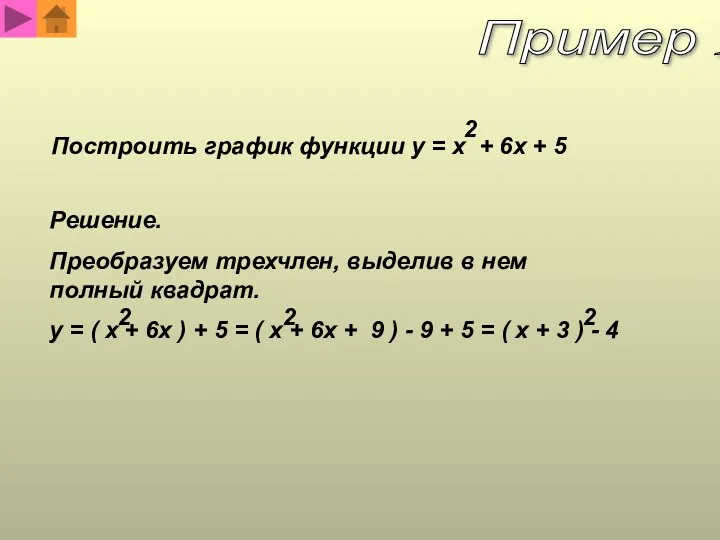 Построить график функции y = x + 6x + 5