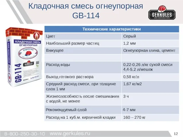 Кладочная смесь огнеупорная GB-114