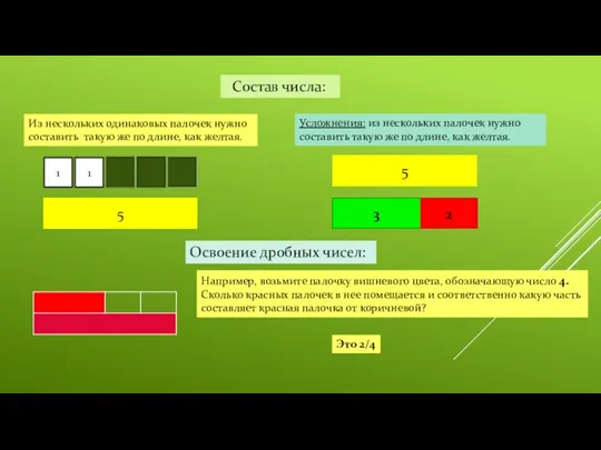 Состав числа: 5 1 1 3 2 Из нескольких одинаковых