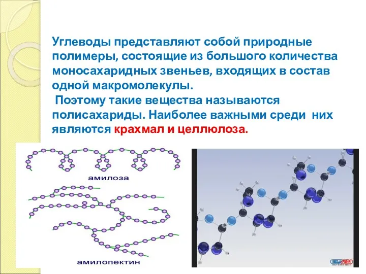 Углеводы представляют собой природные полимеры, состоящие из большого количества моносахаридных звеньев, входящих в