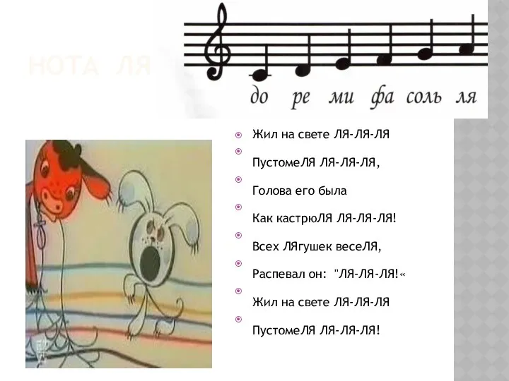 Нота Ля Жил на свете ЛЯ-ЛЯ-ЛЯ ПустомеЛЯ ЛЯ-ЛЯ-ЛЯ, Голова его