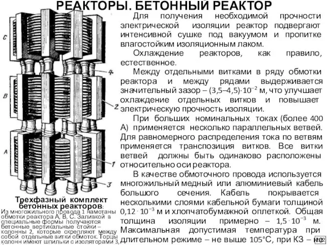 202 РЕАКТОРЫ. БЕТОННЫЙ РЕАКТОР Трехфазный комплект бетонных реакторов: Из многожильного