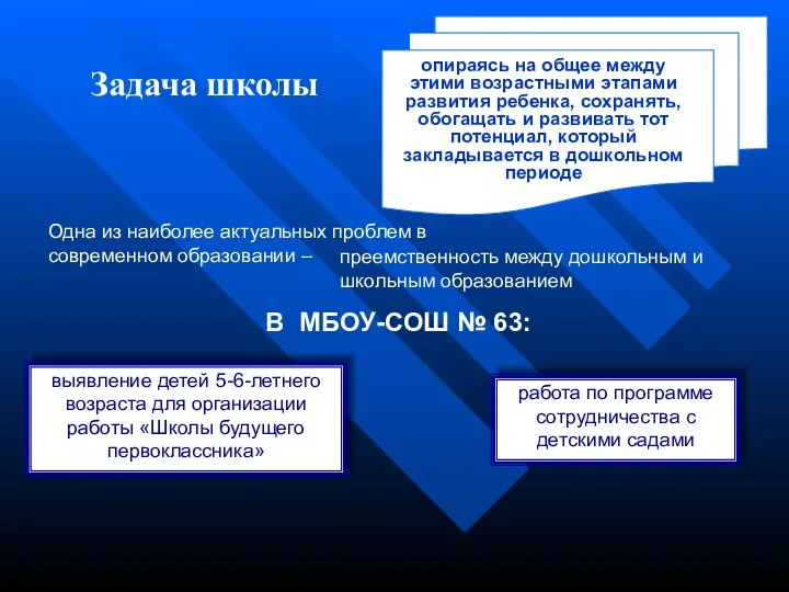 Задача школы опираясь на общее между этими возрастными этапами развития