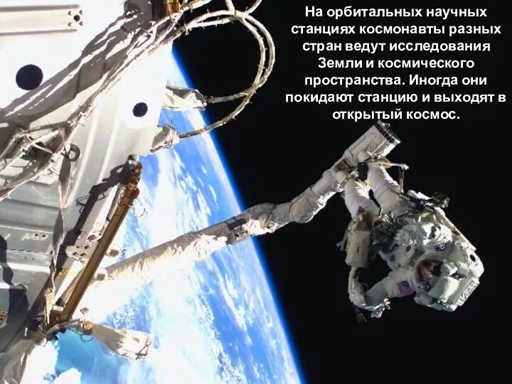 На орбитальных научных станциях космонавты разных стран ведут исследования Земли