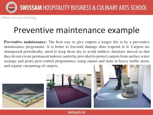 Other venues cleaning Preventive maintenance example