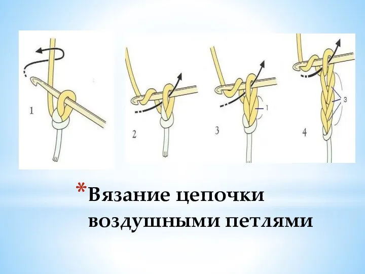 Вязание цепочки воздушными петлями