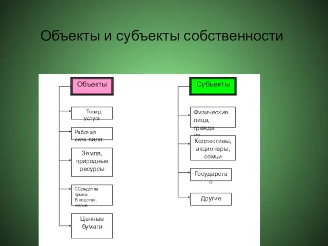 Объекты и субъекты собственности