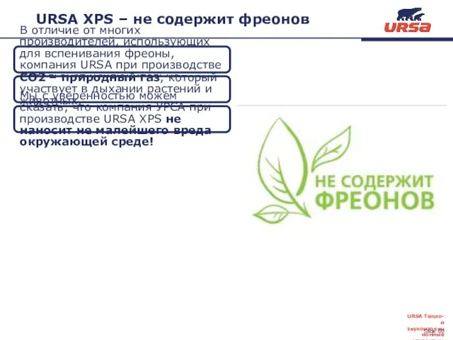 URSA XPS – не содержит фреонов В отличие от многих