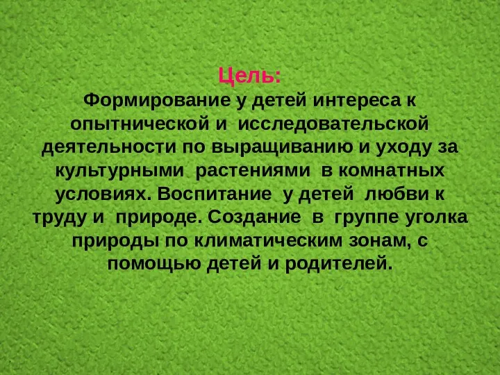 Цель: Формирование у детей интереса к опытнической и исследовательской деятельности