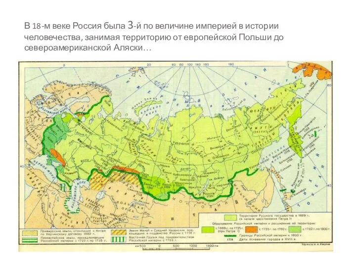 В 18-м веке Россия была 3-й по величине империей в