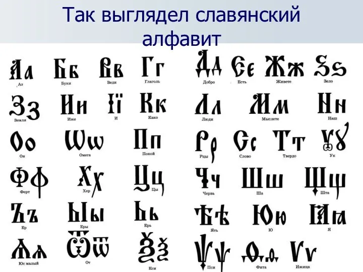 Так выглядел славянский алфавит