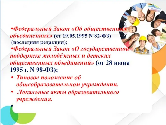 Федеральный Закон «Об общественных объединениях» (от 19.05.1995 N 82-ФЗ) (последняя