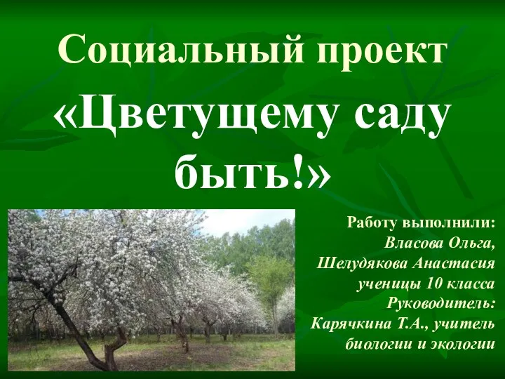 Благоустройство территории заброшенного сада для жителей поселка Ремзавод