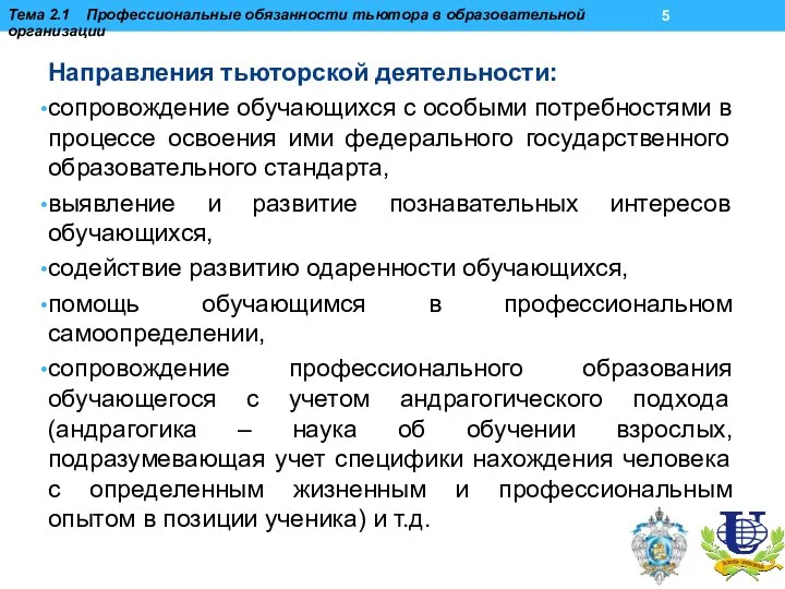 Направления тьюторской деятельности: сопровождение обучающихся с особыми потребностями в процессе