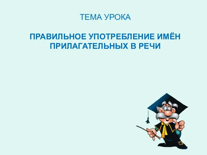 ТЕМА УРОКА ПРАВИЛЬНОЕ УПОТРЕБЛЕНИЕ ИМЁН ПРИЛАГАТЕЛЬНЫХ В РЕЧИ