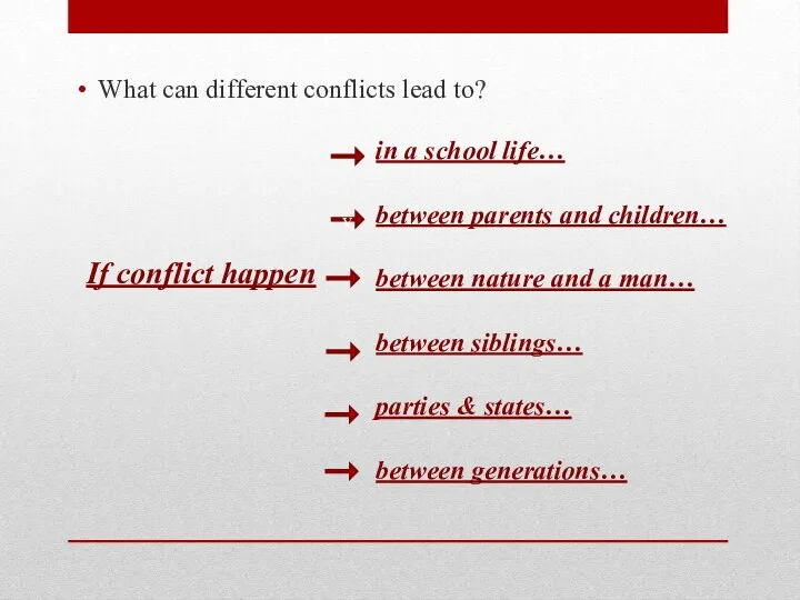 What can different conflicts lead to? If conflict happen in