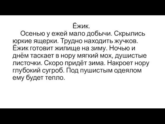 Ёжик. Осенью у ежей мало добычи. Скрылись юркие ящерки. Трудно