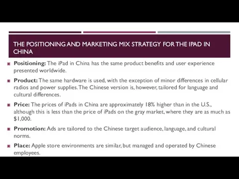 THE POSITIONING AND MARKETING MIX STRATEGY FOR THE IPAD IN