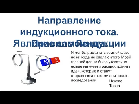 Явление самоиндукции Направление индукционного тока. Правило Ленца. Я мог бы