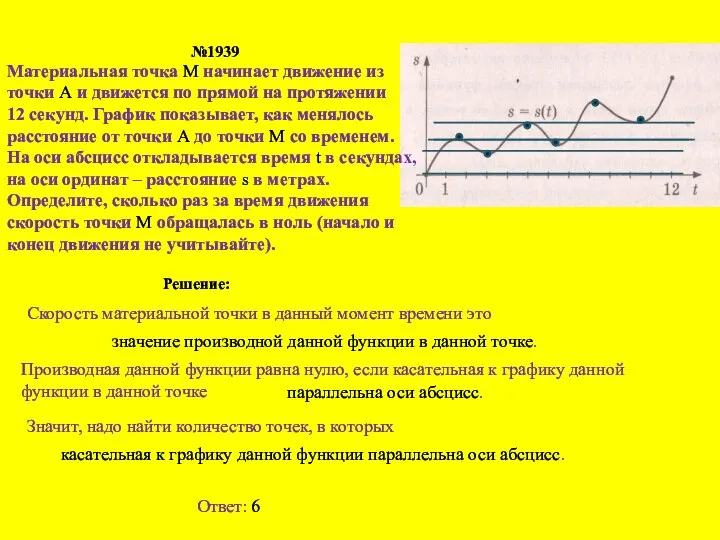 №1939 Материальная точка М начинает движение из точки А и движется по прямой