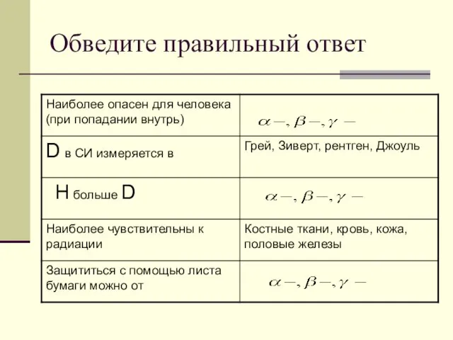 Обведите правильный ответ