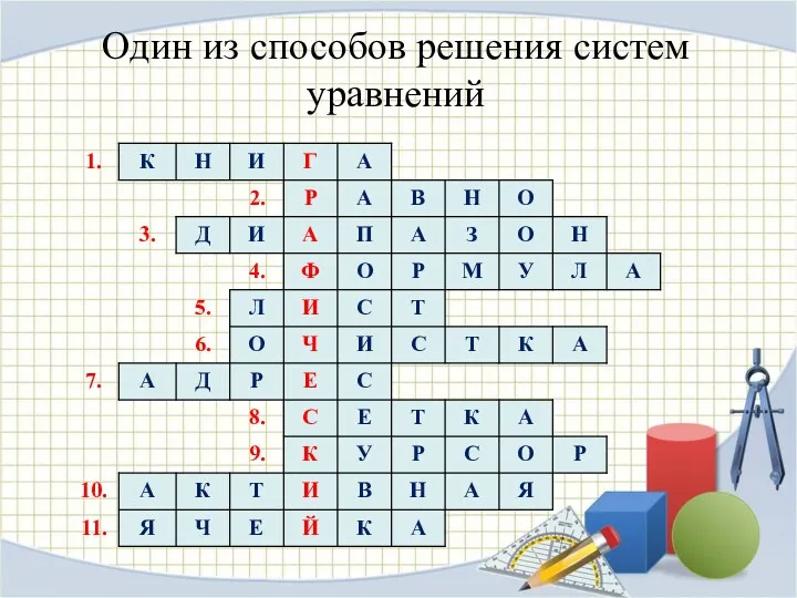 Один из способов решения систем уравнений