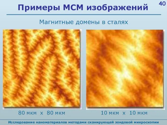 Исследование наноматериалов методами сканирующей зондовой микроскопии Примеры МСМ изображений 80 мкм х 80