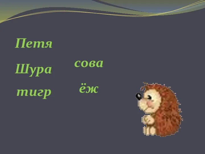 Петя Шура тигр сова ёж