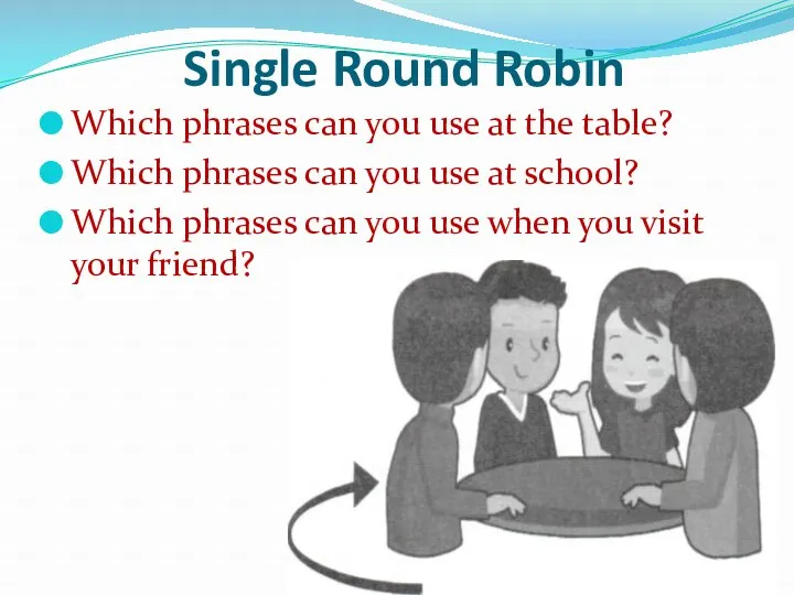 Single Round Robin Which phrases can you use at the