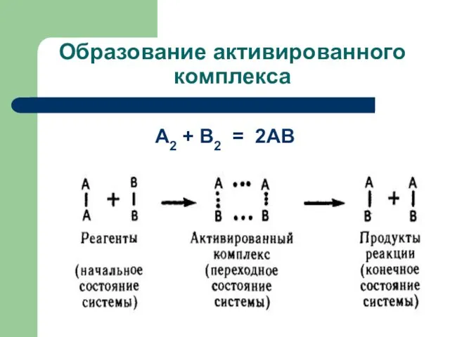 Образование активированного комплекса А2 + В2 = 2АВ