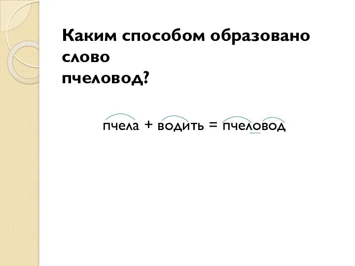 пчела + водить = пчеловод Каким способом образовано слово пчеловод?