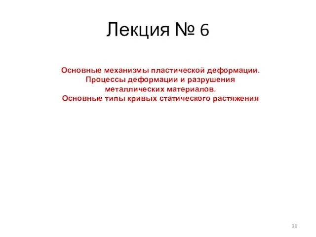 Лекция № 6 Оcновные механизмы пластической деформации. Процессы деформации и