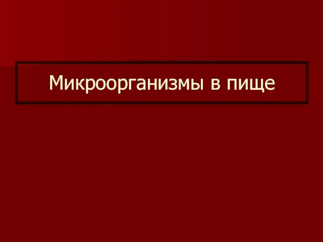 Микроорганизмы в пище