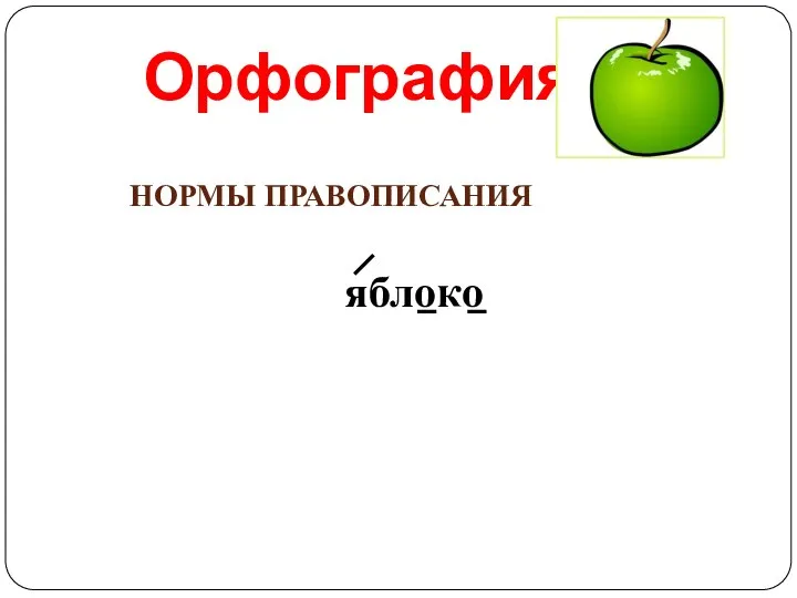 Орфография Нормы правописания яблоко