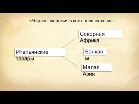 Итальянские товары Северная Африка Балканы Малая Азия «Мирное экономическое проникновение»