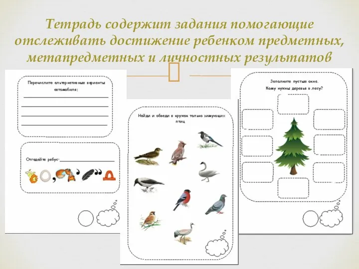 Тетрадь содержит задания помогающие отслеживать достижение ребенком предметных, метапредметных и личностных результатов