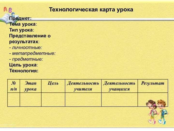 Предмет: Тема урока: Тип урока: Представление о результатах: - личностные: