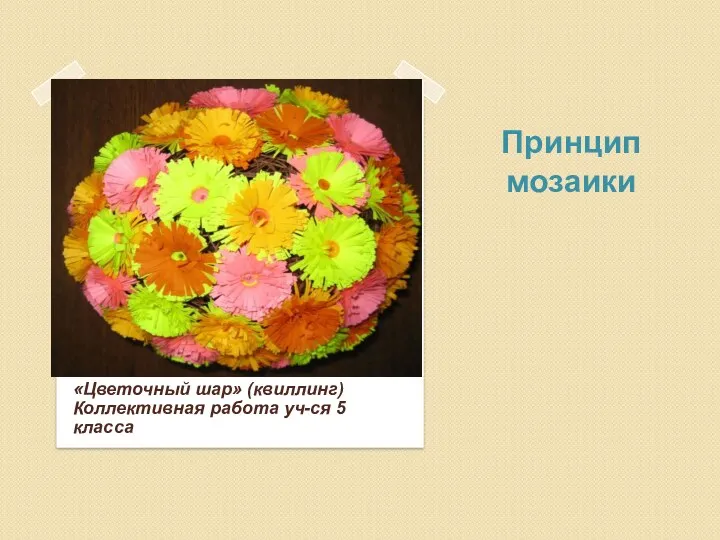 Принцип мозаики «Цветочный шар» (квиллинг) Коллективная работа уч-ся 5 класса