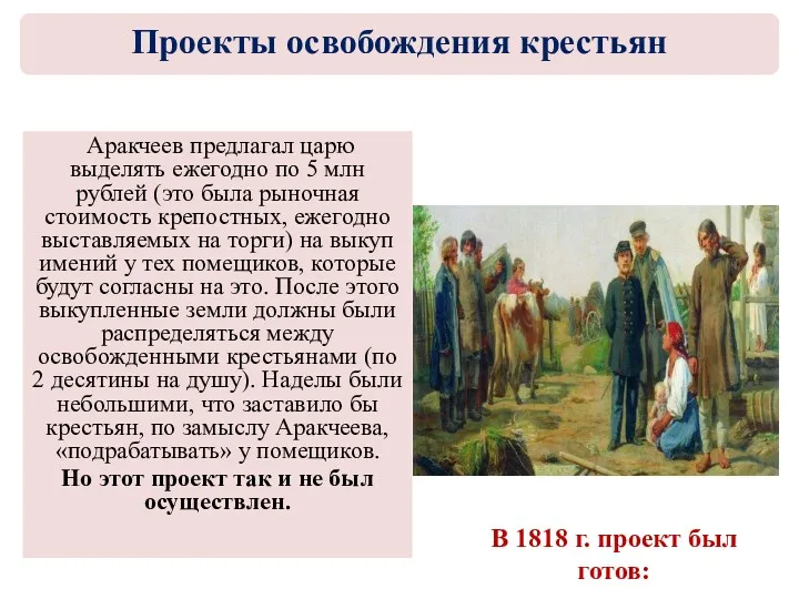 Аракчеев предлагал царю выделять ежегодно по 5 млн рублей (это