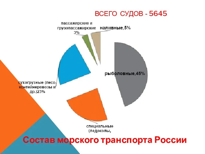 Всего судов - 5645 Состав морского транспорта России
