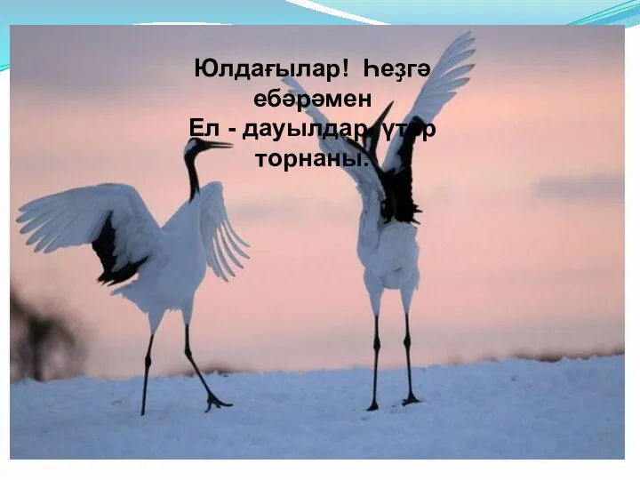 Юлдағылар! Һеҙгә ебәрәмен Ел - дауылдар үтер торнаны.