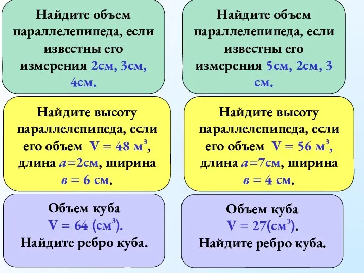 Найдите объем параллелепипеда, если известны его измерения 2см, 3см, 4см.