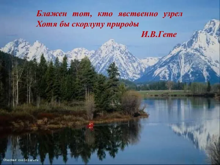 Блажен тот, кто явственно узрел Хотя бы скорлупу природы И.В.Гете