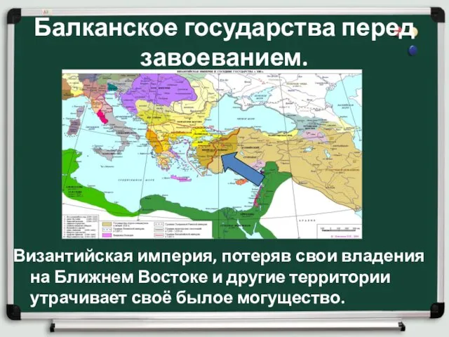 Балканское государства перед завоеванием. Византийская империя, потеряв свои владения на